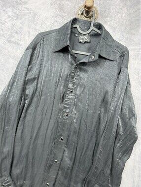 Vintage Shrine Hollywood Goth Vampire Men’s Black Snap Up Shirt 21x30 USA Size S